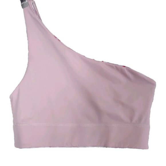 Fabletics Sports Bra Size Medium Harlow One Shoulder Reversible Sway/Guava Pink - Picture 2 of 9